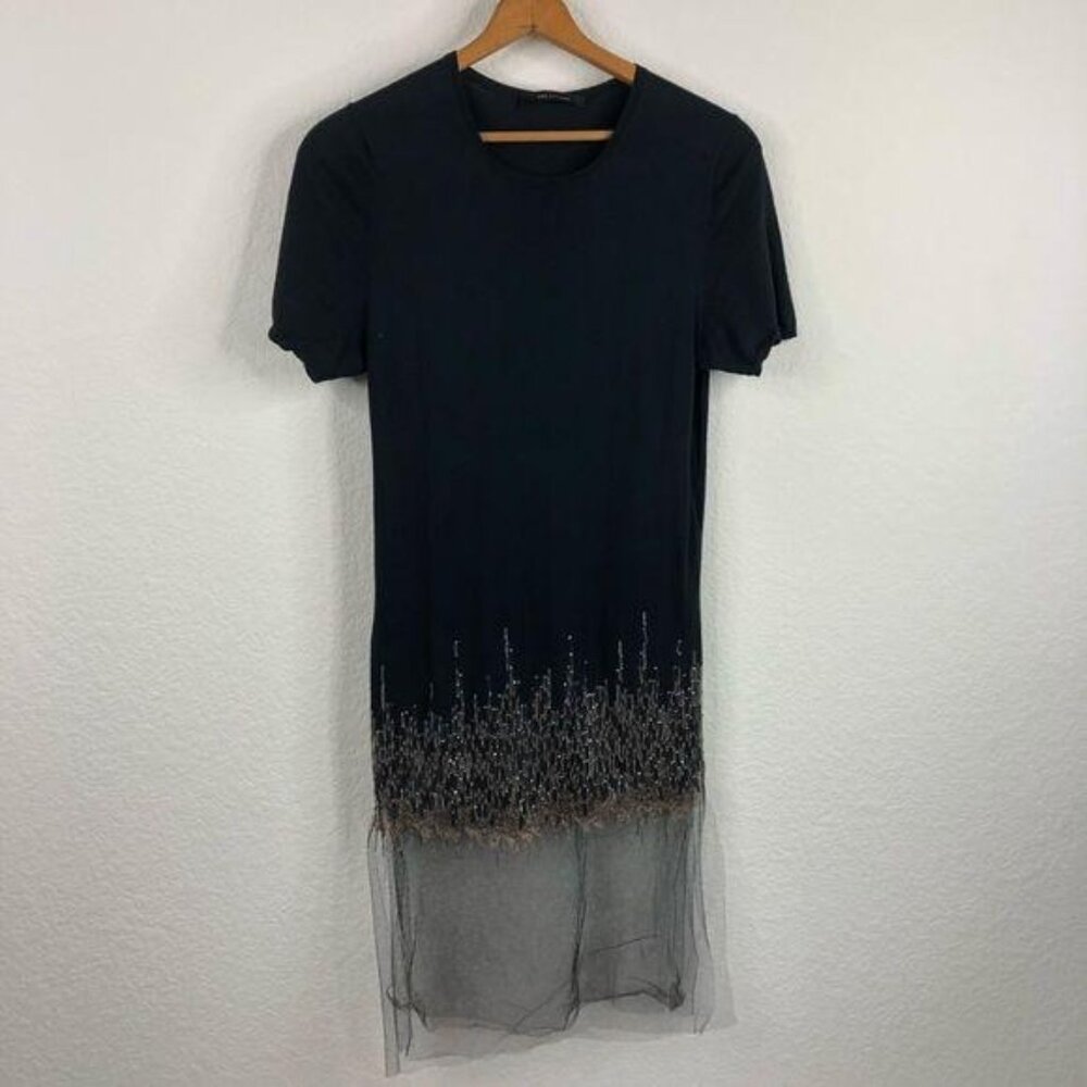 Wes Gordon Cashmere Embroidered Tulle-Trim Knit Top